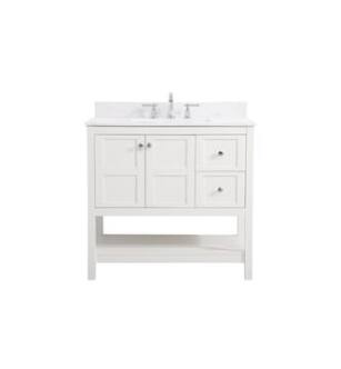 ARKA-E VF16436WH-BS Bathroom Vanity in White/Brushed Nickel