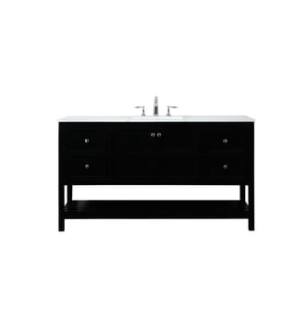 ARKA-E VF16460BK Bathroom Vanity in Black/Brushed Nickel