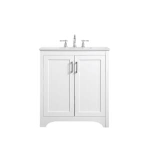 ARKA-E VF17030WH Bathroom Vanity in White/Brushed Nickel