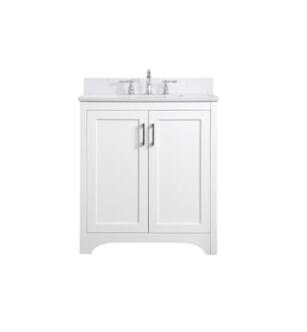 ARKA-E VF17030WH-BS Bathroom Vanity in White/Brushed Nickel