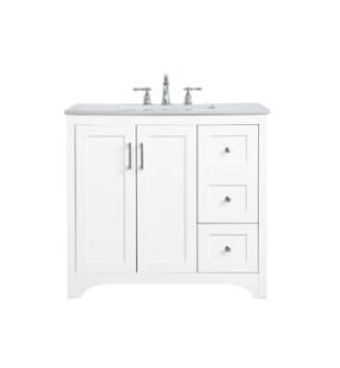 ARKA-E VF17036WH Bathroom Vanity in White/Brushed Nickel