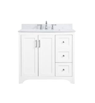 ARKA-E VF17036WH-BS Bathroom Vanity in White/Brushed Nickel