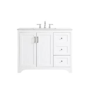 ARKA-E VF17042WH Bathroom Vanity in White/Brushed Nickel