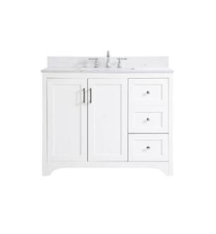 ARKA-E VF17042WH-BS Bathroom Vanity in White/Brushed Nickel