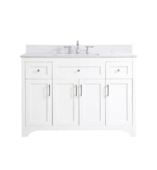 ARKA-E VF17048WH-BS Bathroom Vanity in White/Brushed Nickel