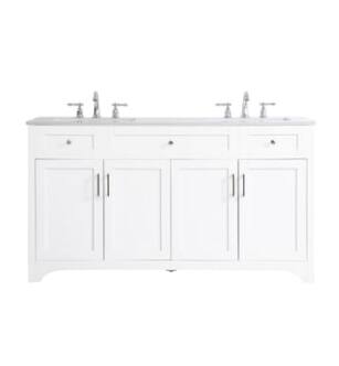 ARKA-E VF17060DWH Bathroom Vanity in White/Brushed Nickel
