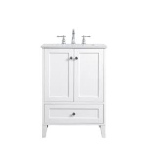 ARKA-E VF18024WH Bathroom Vanity in White/Brushed Nickel