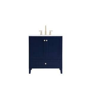 ARKA-E VF18030BL Bathroom Vanity in Blue/Gold