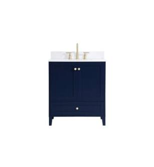 ARKA-E VF18030BL-BS Bathroom Vanity in Blue/Gold