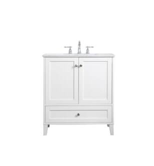 ARKA-E VF18030WH Bathroom Vanity in White/Brushed Nickel