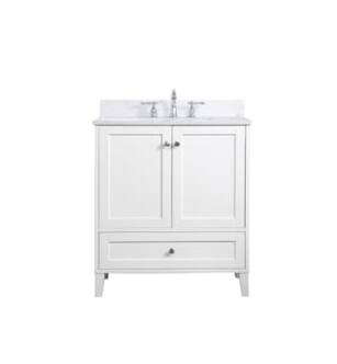 ARKA-E VF18030WH-BS Bathroom Vanity in White/Brushed Nickel