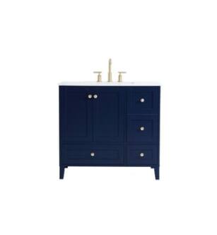 ARKA-E VF18036BL Bathroom Vanity in Blue/Gold