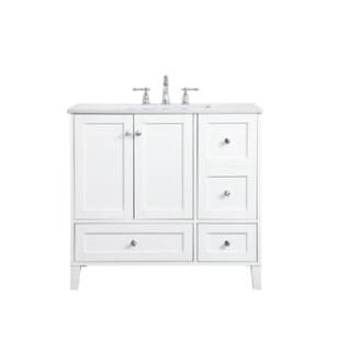 ARKA-E VF18036WH Bathroom Vanity in White/Brushed Nickel