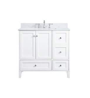 ARKA-E VF18036WH-BS Bathroom Vanity in White/Brushed Nickel