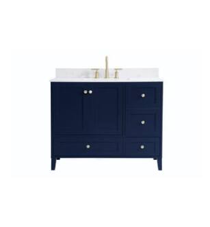 ARKA-E VF18042BL-BS Bathroom Vanity in Blue/Gold