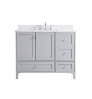 ARKA-E VF18042GR-BS Bathroom Vanity in Grey/Brushed Nickel