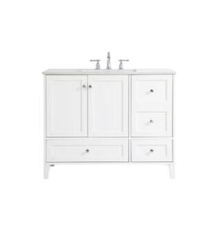 ARKA-E VF18042WH Bathroom Vanity in White/Brushed Nickel