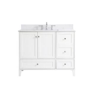 ARKA-E VF18042WH-BS Bathroom Vanity in White/Brushed Nickel