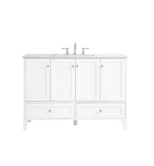 ARKA-E VF18048WH Bathroom Vanity in White/Brushed Nickel