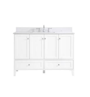 ARKA-E VF18048WH-BS Bathroom Vanity in White/Brushed Nickel