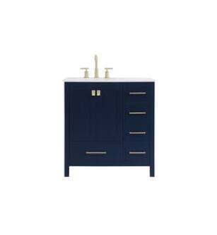 ARKA-E VF18832BL Bathroom Vanity in Blue/Gold