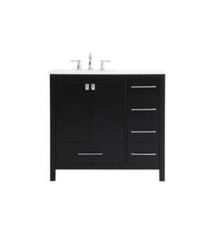 ARKA-E VF18836BK Bathroom Vanity in Black/Brushed Nickel
