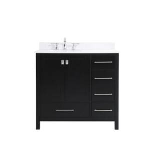 ARKA-E VF18836BK-BS Bathroom Vanity in Black/Brushed Nickel