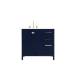ARKA-E VF18836BL Bathroom Vanity in Blue/Gold