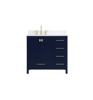 ARKA-E VF18836BL-BS Bathroom Vanity in Blue/Gold