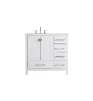 ARKA-E VF18836WH Bathroom Vanity in White/Brushed Nickel