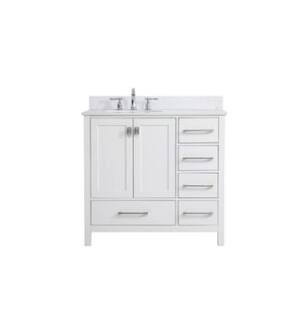 ARKA-E VF18836WH-BS Bathroom Vanity in White/Brushed Nickel