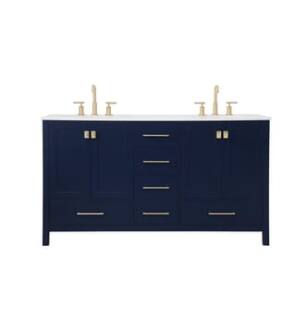 ARKA-E VF18860DBL Bathroom Vanity in Blue/Gold