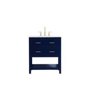 ARKA-E VF19030BL Bathroom Vanity in Blue/Gold