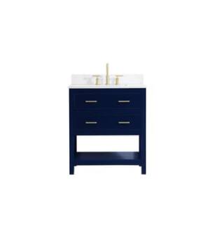 ARKA-E VF19030BL-BS Bathroom Vanity in Blue/Gold