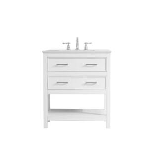 ARKA-E VF19030WH Bathroom Vanity in White/Brushed Nickel