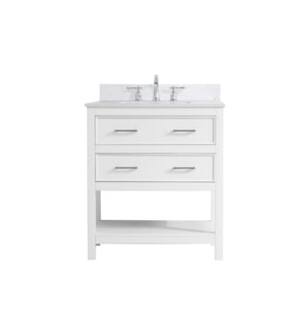 ARKA-E VF19030WH-BS Bathroom Vanity in White/Brushed Nickel