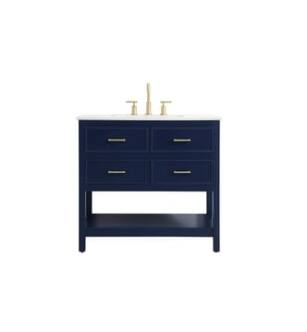 ARKA-E VF19036BL Bathroom Vanity in Blue/Gold