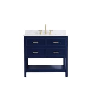 ARKA-E VF19036BL-BS Bathroom Vanity in Blue/Gold