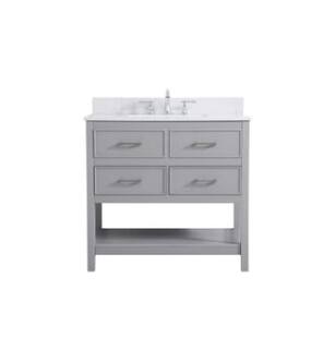 ARKA-E VF19036GR-BS Bathroom Vanity in Gray/Brushed Nickel