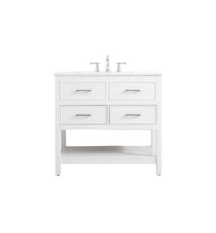 ARKA-E VF19036WH Bathroom Vanity in White/Brushed Nickel