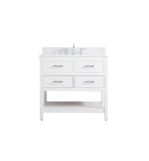 ARKA-E VF19036WH-BS Bathroom Vanity in White/Brushed Nickel