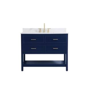 ARKA-E VF19042BL-BS Bathroom Vanity in Blue/Gold