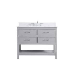 ARKA-E VF19042GR-BS Bathroom Vanity in Gray/Brushed Nickel
