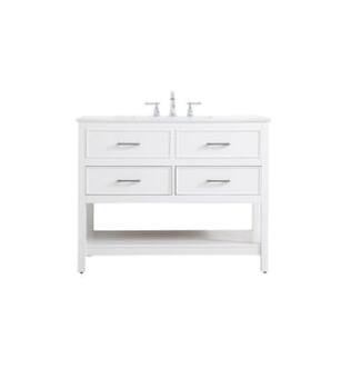 ARKA-E VF19042WH Bathroom Vanity in White/Brushed Nickel