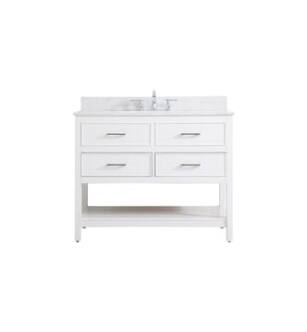 ARKA-E VF19042WH-BS Bathroom Vanity in White/Brushed Nickel