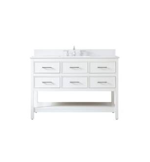 ARKA-E VF19048WH-BS Bathroom Vanity in White/Brushed Nickel