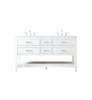 ARKA-E VF19060DWH Bathroom Vanity in White/Brushed Nickel