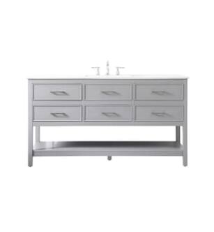 ARKA-E VF19060GR Bathroom Vanity in Gray/Brushed Nickel