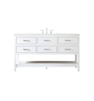 ARKA-E VF19060WH Bathroom Vanity in White/Brushed Nickel