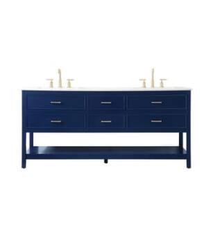 ARKA-E VF19072DBL Bathroom Vanity in Blue/Gold